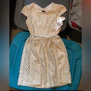 Girls size 7. Cream with gold glitter dress. New with tags!